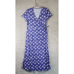 Marine Layer Emlyn Midi Wrap Dress Womens S Purple Palm Trees Beach Resort